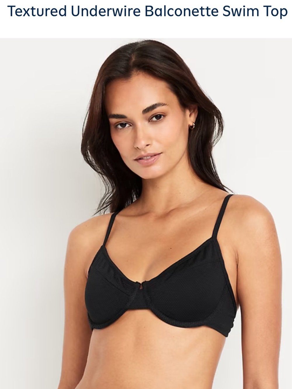 Old Navy Textured Underwire Balconette Swim Top - Black